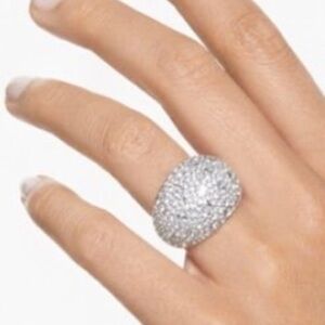 Swarovski Una cocktail ring moon white, rhodium plated. Sz 58 NWB